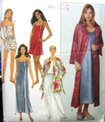 8666 SIMPLICITY SASSY SLIP, NIGHTGOWN, CAMISOLE,  BOTTOMS  ROBE PATTERN XS-M,L-XL